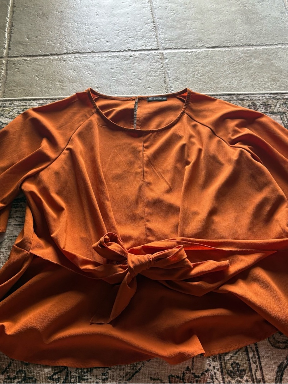 SHEIN Orange Tie-Front Blouse